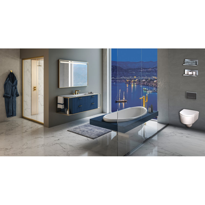 Eleganza Widespread Bathroom Faucet with Drain Assembly, Brushed Gold, Lever Handle
