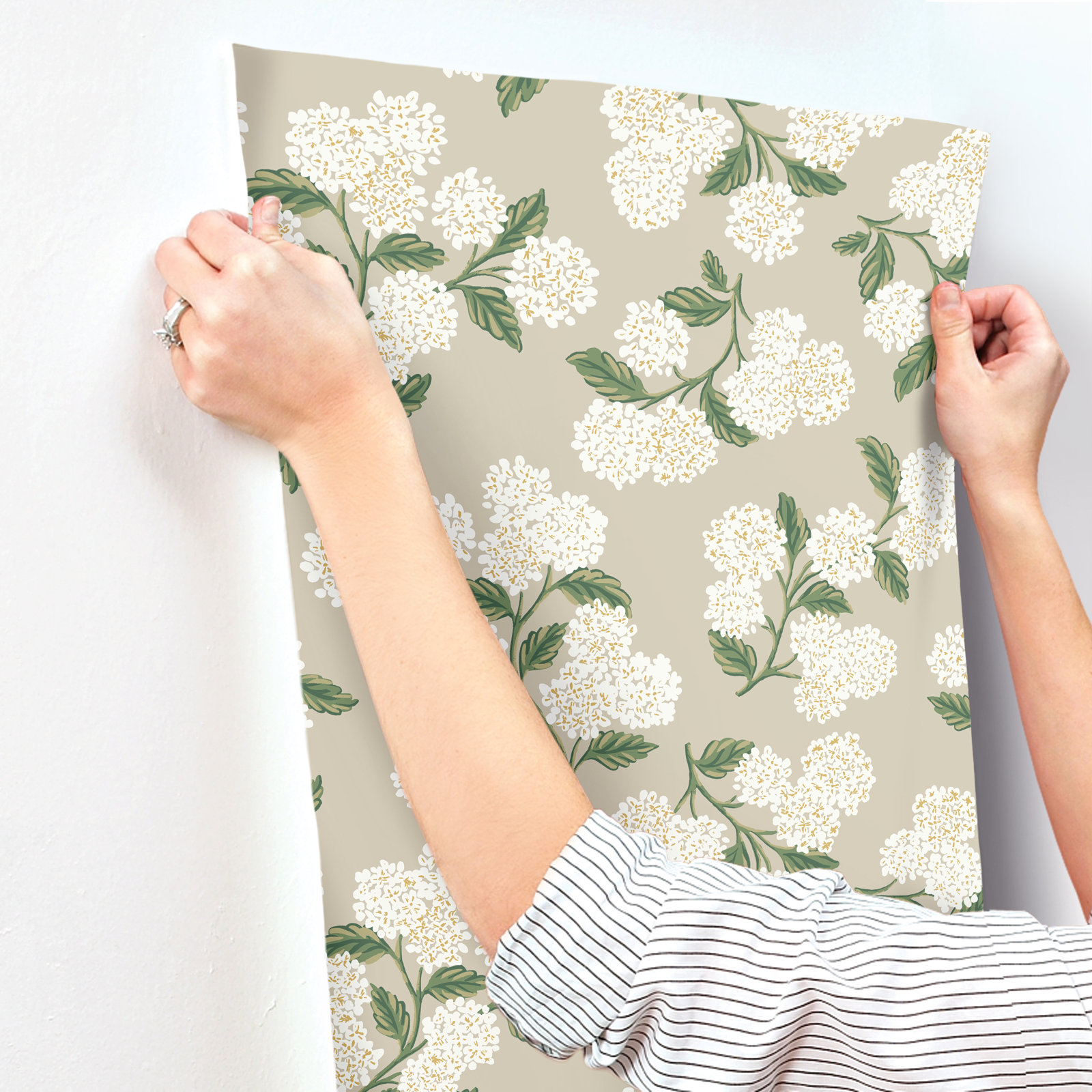Hydrangea 27' x 27" Wallpaper, Beige