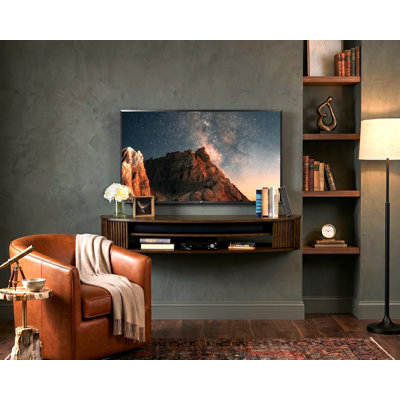 Floating Tv Stand Curved Wall Mount 58" Console - Arc - Russet Brown