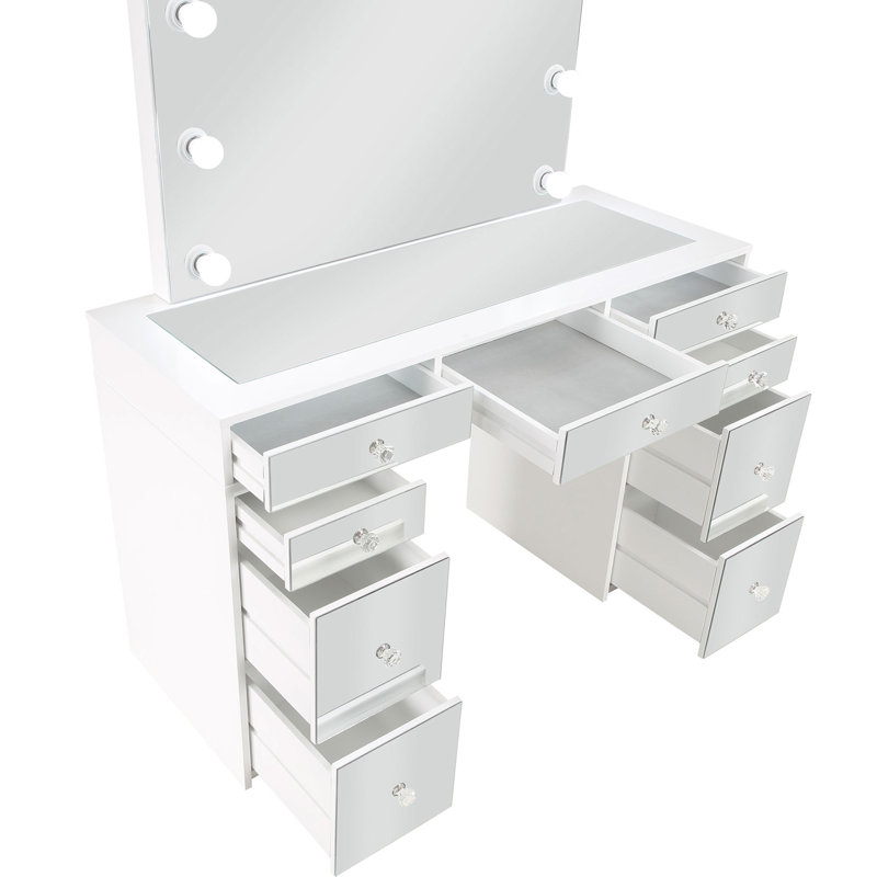 Coiffeuse avec miroir et tabouret Winona