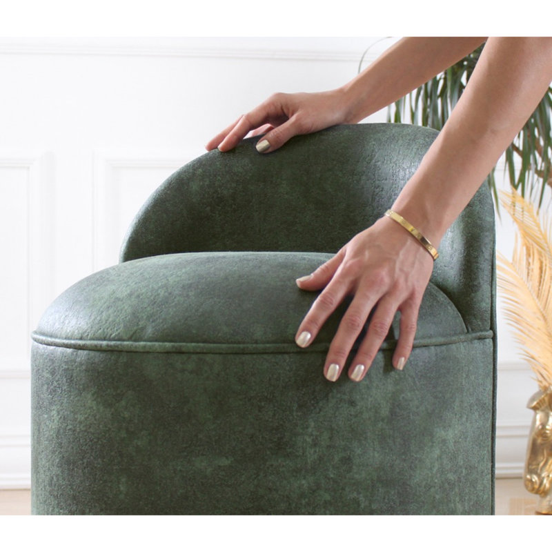 Luxurious Pouffe Ottoman, 100% Nubuck Leather, 19.7 x 17.7 x 27.6 inches | 35 DNS Orthopedic Sponge, Wooden Legs, Supports Up to 352 lbs | Elegant Green Design, Perfect for Baroque & Bohemian Décor
