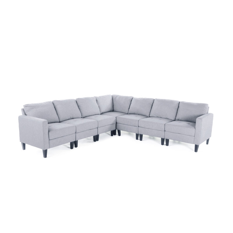 Grand canapé modulaire réversible Swick, 100 % polyester gris clair, 5 Seater