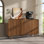 Buffet Angela en noyer, buffet moderne en bois pour la salle à manger de cuisine, l 55,3 po x P 15,8 po x H 31,7 po