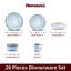 Service de table HomeVSS en porcelaine fine marbrée artisanale avec bordure dorée, 20 pièces pour 4 personnes-990580448