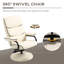 Fauteuil inclinable avec repose-pieds, fauteuil pivotant en cuir polyuréthane à haut dossier avec repose-pieds, dossier réglable à 135 ° et rembourrage en mousse épaisse (fauteuil)
