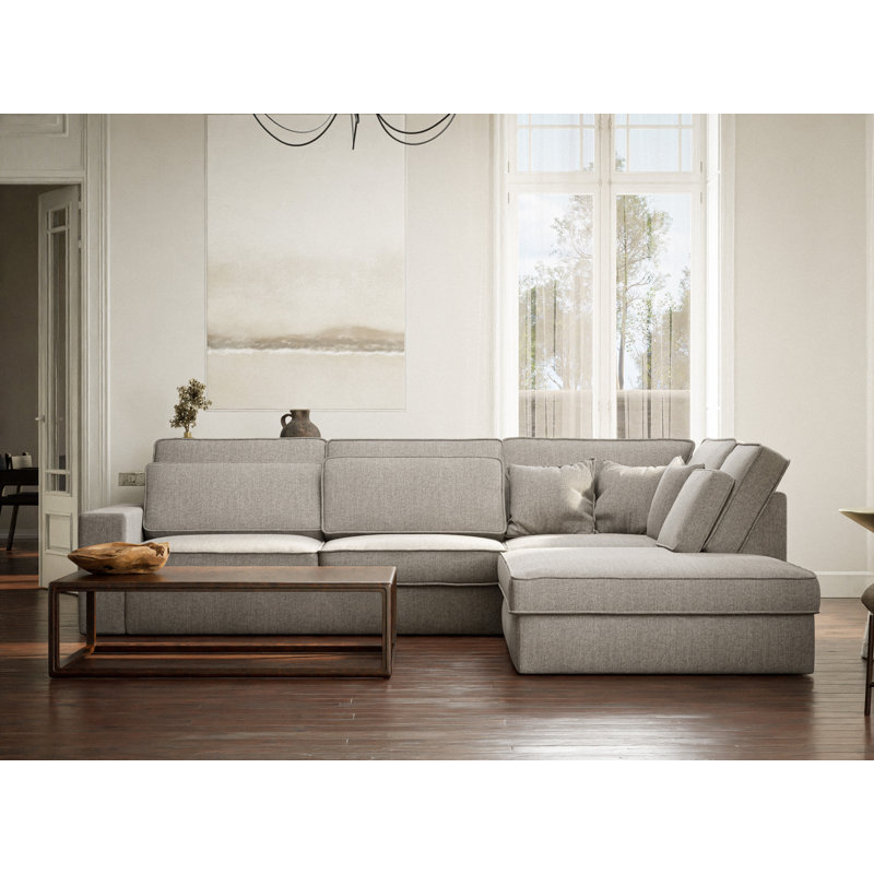 5 Seater Corner Sofa , Beige Grey Polyester