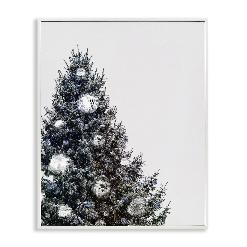 Ornements disco sur arbre, estampe numérique par Victoria Barnes, Giclée encadrée blanc bord de mer, H 20 po x l 16 po