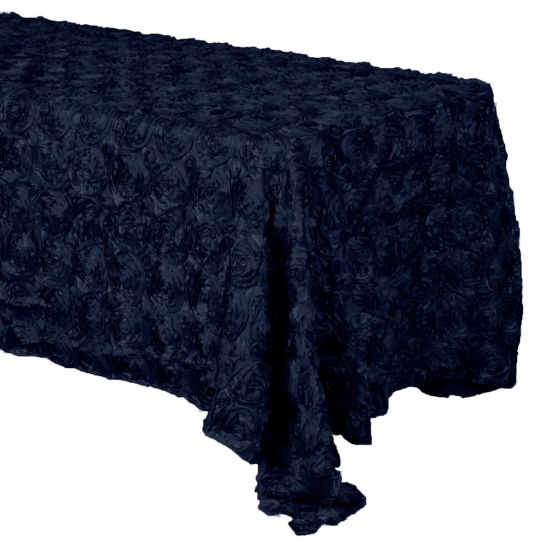 Silvie Floral Polyester Tablecloth, 108" x 54", Navy