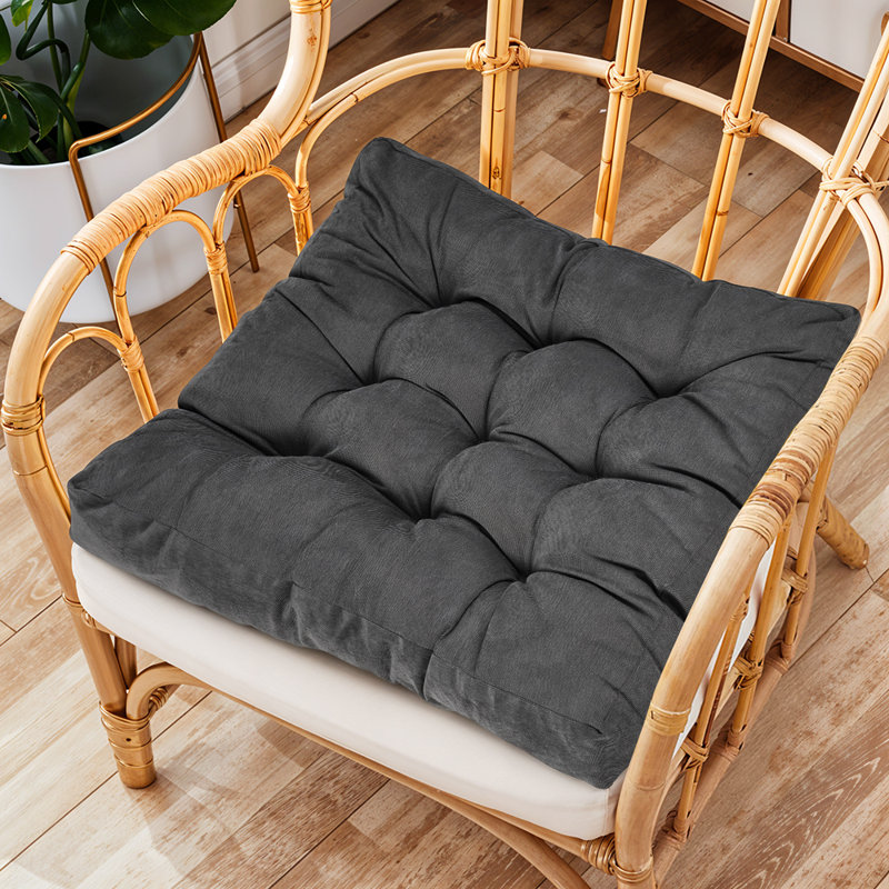 Corduroy Chair Cushion, Dark Grey