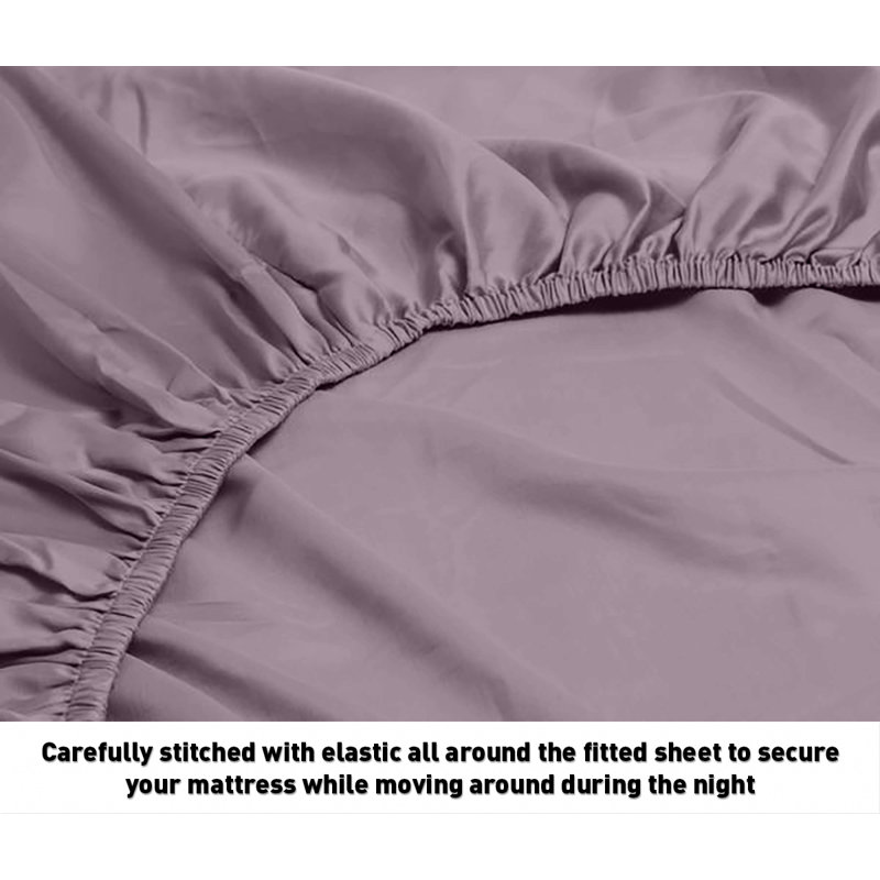 Egyptian Cotton Sateen Sheet Set, Purple, Twin Sheet Set + Fitted Sheet + 1 Pillowcase