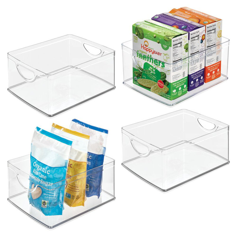 Boîte à garde-manger empilable en plastique avec poignées iDesign - Ensemble de 4 - Transparent, 3,38 pte
