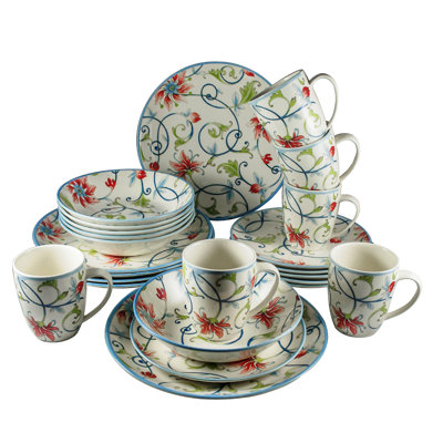 Service en porcelaine 24 pièces botanique pour 6 pièces Royal Ivy