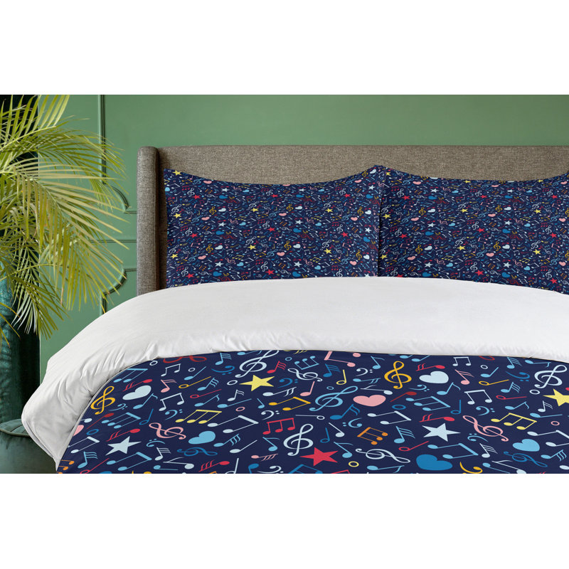 Queen Size Multicolor Musical Notes Duvet Cover Set