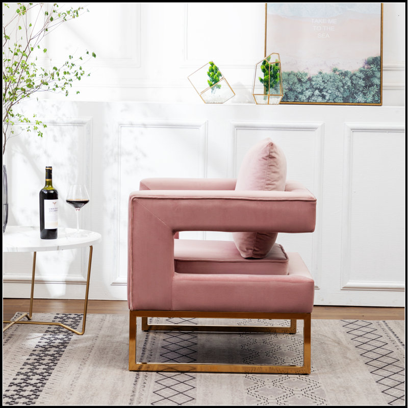 Chaise avec accoudoirs rembourrée Lenola, Rose