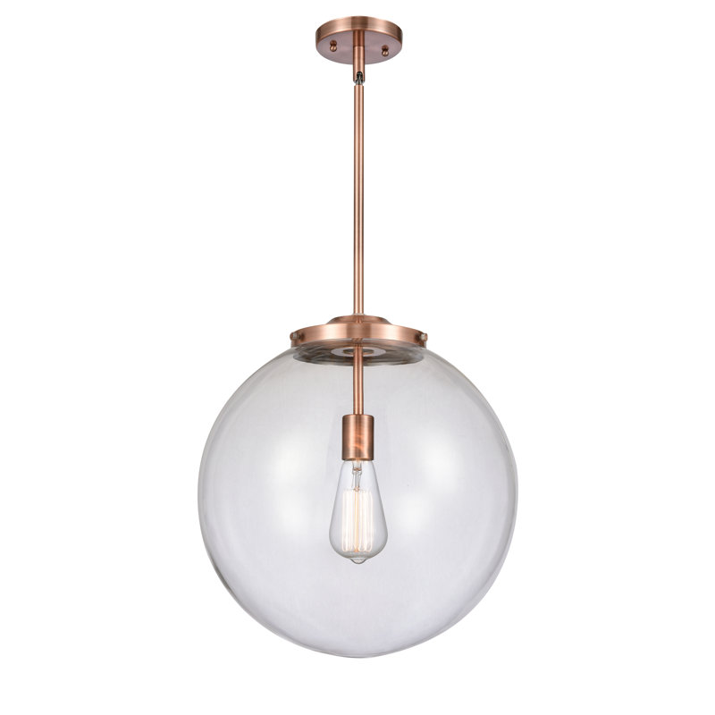 Luminaire suspendu simple à 1 lumière Frederick, Cuivre antique