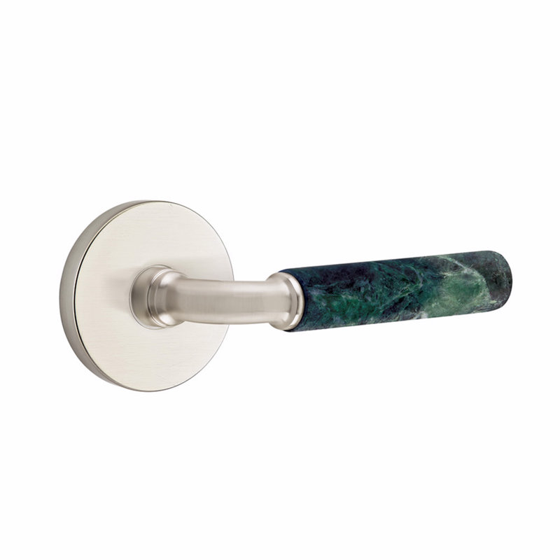 Ensemble de leviers de passage Emtek Select, rosette à disque, tige en R, poignée en terrazzo clair, gauche, Oui