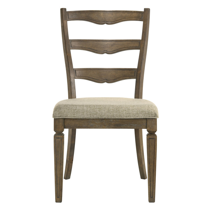 Chaise d'appoint beige et chêne vieilli avec dossier échelle (ensemble de 2)