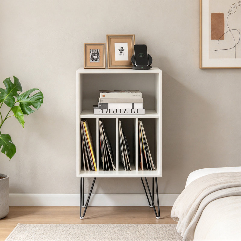 3-Tier Record Player Stand, White