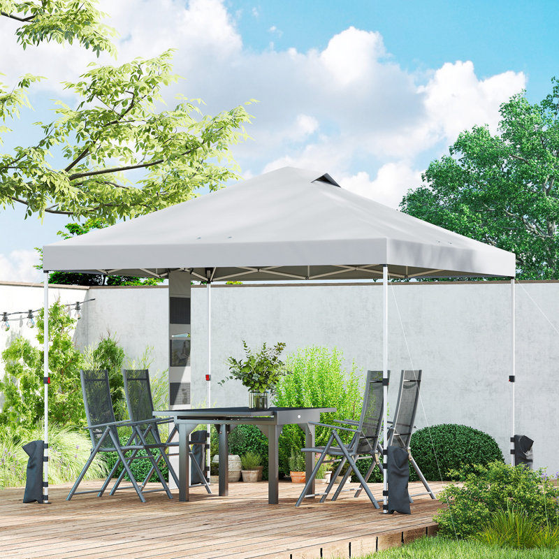 Auvent escamotable 9,6 x 9,6 pi avec poches 1 bouton, Blanc