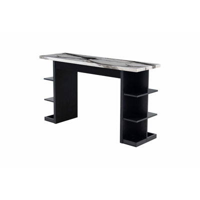 Console polyvalente avec plusieurs tablettes latérales pour un rangement et une présentation améliorés dans les salons, les couloirs et plus encore.