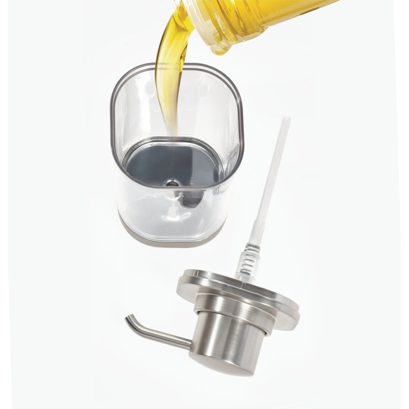 Clear and Brushed Nickel Refillable Liquid Soap Dispenser