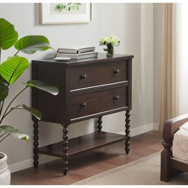 Commode d'appoint 2 tiroirs, Brun