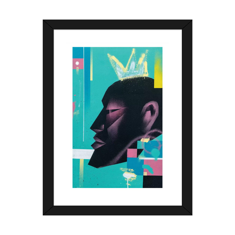 «King» par VCalvento - impression d'art graphique, Blanc, Papier encadré noir, H 24 po x l 16 po x P 1 po