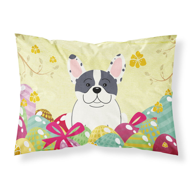 Taie d’oreiller œufs de pâques, Bouledogue français piedbald