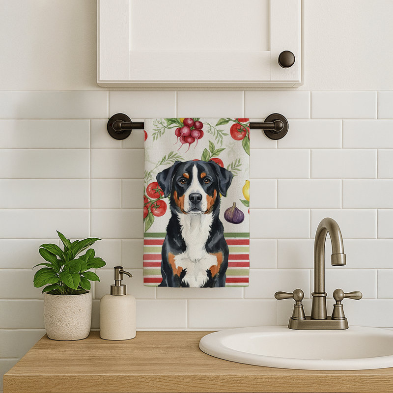 Greater Swiss Mountain Dog Vegetables Kitchen Towel, Greater Swiss Mountain Dog