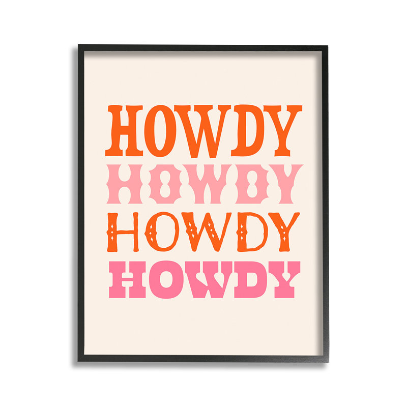 Howdy Country Typographie, estampe numérique encadrée par Victoria Barnes, Giclée encadrée noir minuit, H 14 po x l 11 po