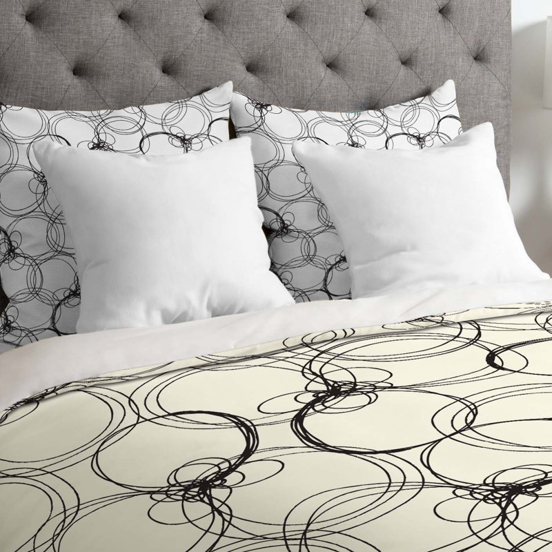 Housse de couette à cercles légers, Grand, Blanc et gris