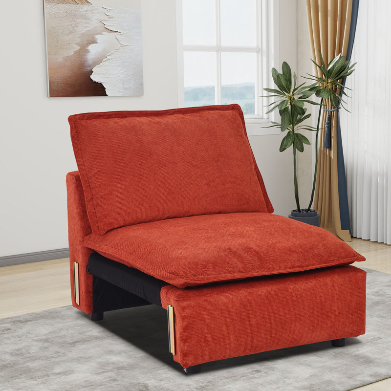 Module de fauteuil sans accoudoirs modulaire 35 po en velours côtelé rouge
