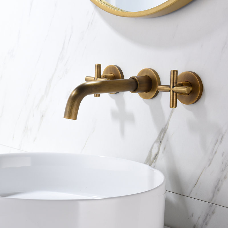 Robinet de salle de bain mural avec bonde et technologie d'étanchéité DIAMOND ™, Bronze