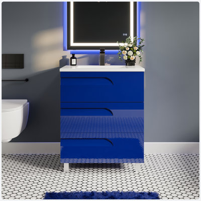 Meuble-lavabo simple avec dessus de meuble-lavabo Alberthe 32