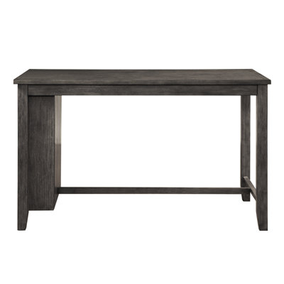 Table de salle à manger à hauteur de comptoir avec tablettes en gris - Pièce de salle à manger rectangulaire moderne en bois pour tablettes intégrées