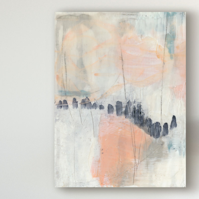 «Blush and Navy I», peinture sur toile tendue, H 19 po x l 14 po x P 2 po