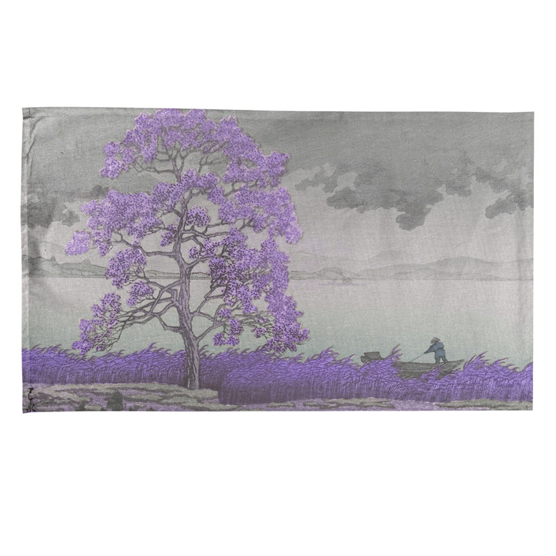 Serviette de thé sur le shore, Polyester sergé, Mauve