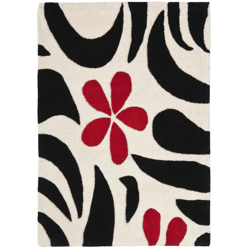 Tapis floral en laine et viscose touffeté à la main Avayah, Rectangle 2 pi x 3 pi