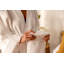 Cotton Velour Mid-Calf Bathrobe with Pockets-1853293301