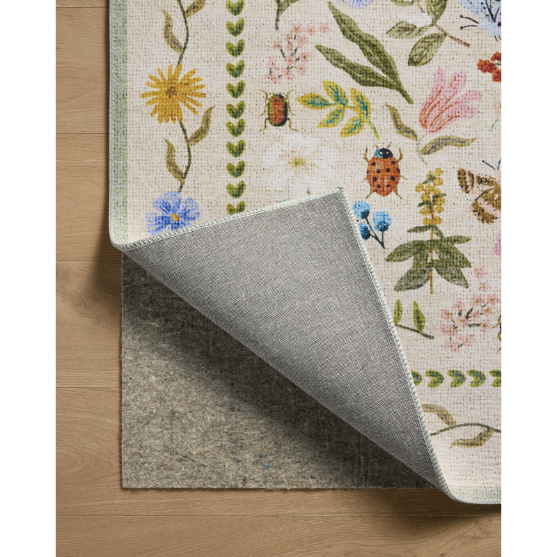 Tapis crème Rifle Paper Co. x Loloi, Rond 7 pi 6 po