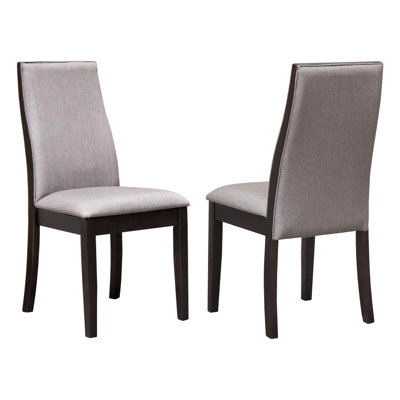 Finition des chaises de salle à manger de 2, tissu recouvert de tissu taupe, dossier ergonomique pour un moment agréable, siège d'une hauteur de 19,5 po en tissu taupe, dossier confortable