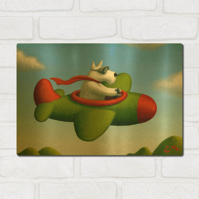 «Frequent Flier No 1» par Chris Miles, art mural en métal doré, 16 po x 12 po
