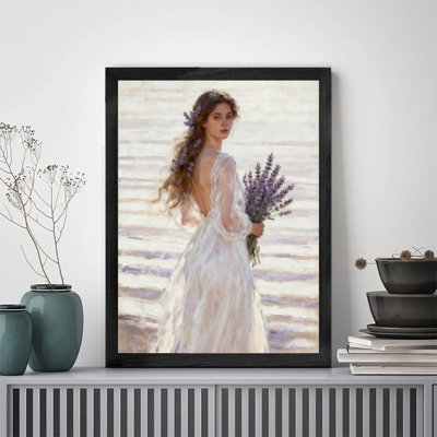 Black Framed Vintage Lavender dream Wall Art Soft realistic oil painting Style Framed Prints
