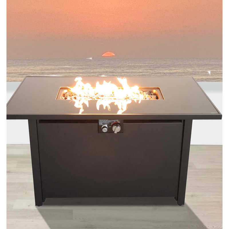 Foyer d'extérieur en acier, noir, puissance de 50 000 BTU, fosse H 42 po x 25 po, acier, capacité