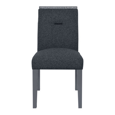 Chaise d'appoint de salle à manger rembourrée en tissu gris foncé avec faux cristal Bling