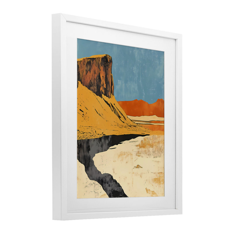 «Canyon Pass Pathway», reproduction sous verre encadrée, conception par Walker Noble, H 21 po x l 17 po, Cadre blanc côtier