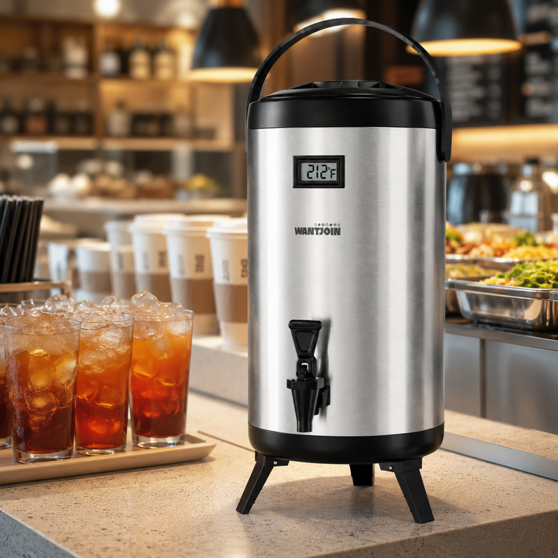 Distributeur de breuvage isolé avec thermomètre à cristaux liquides en acier inoxydable 12 litres simple WantJoin, 400 oz