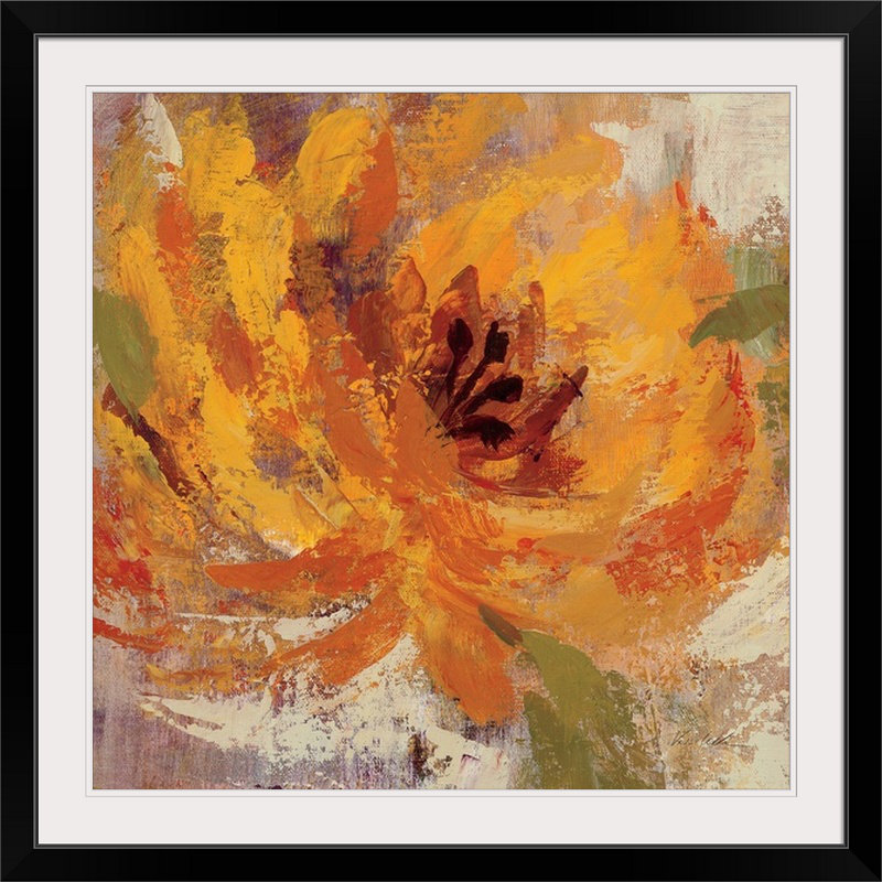 «Fiery Dahlias I» par Silvia Vassileva - reproduction, H 20 po x l 20 po x 1,5 po, Toile