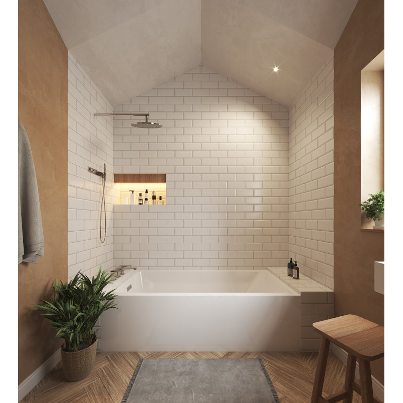 Grayley 60'' x 30'' Soaking Acrylic Bathtub, White/Polished Chrome, Left-Hand Drain