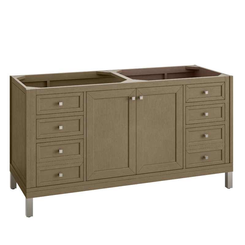Chicago 60'' W Double Bathroom Vanity Base, Brown